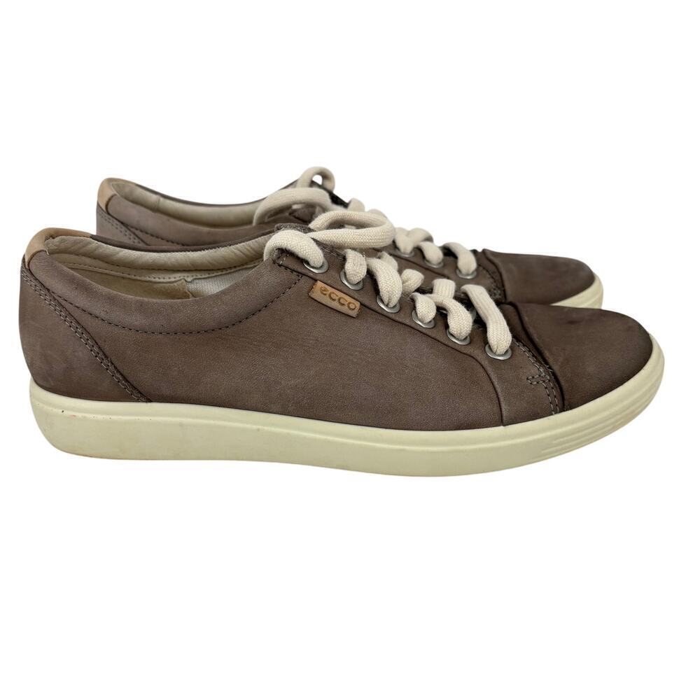 ECCO Soft 7 Sneaker Women's Size 6 Gray Leather Lace Up Comfort Shoes